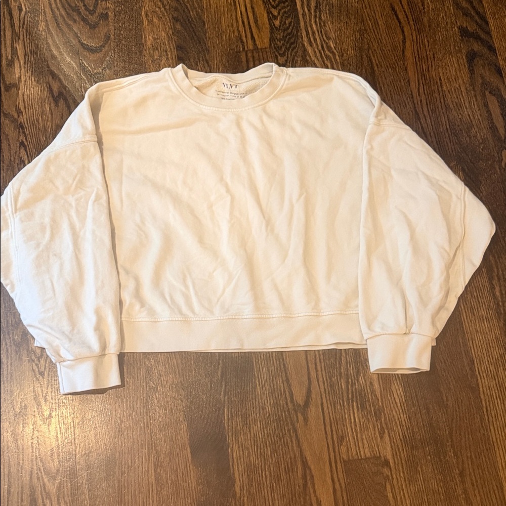 Velvet boxy sweatshirt in cream